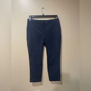 Talbots dark blue chino type pants with laced up accent on bottom ~ Size 6